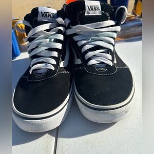 Vans Off the Wall Men 1966 7.5 Hi Top Shoes Black White Suede Canvas Unisex